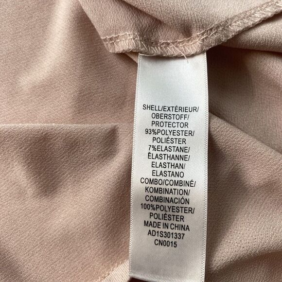 ADRIANNA PAPELL Clip Dot Puff Sleeve Top Pale pink 'Champagne' Blouse Size XL - Picture 6 of 15